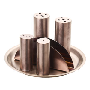 6'lı Yuvarlak Tuzluk Baharat Peçetelik Takımı (Bakır)    (GRV-342-BAKIR)